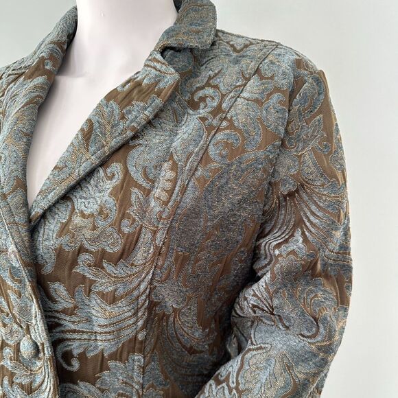 Vintage ELCC Jade Teal Bronze Paisley Tapestry Art-to-Wear Jacket Blazer size M - Picture 10 of 11